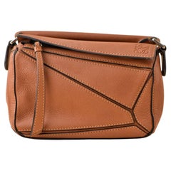 Loewe Puzzle Mini Tan Leather Shoulder Crossbody Bag