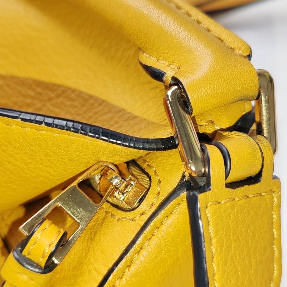 Loewe Puzzle Mini Yellow Calfskin Leather Gold Hardware Crossbody Bag For Sale 5