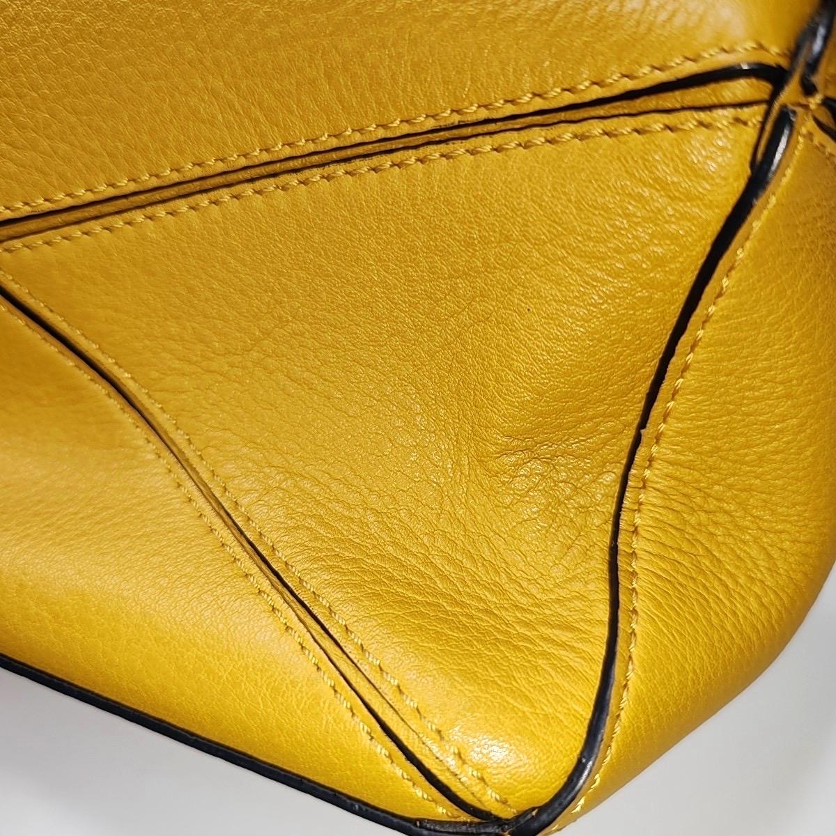 Loewe Puzzle Mini Yellow Calfskin Leather Gold Hardware Crossbody Bag For Sale 8