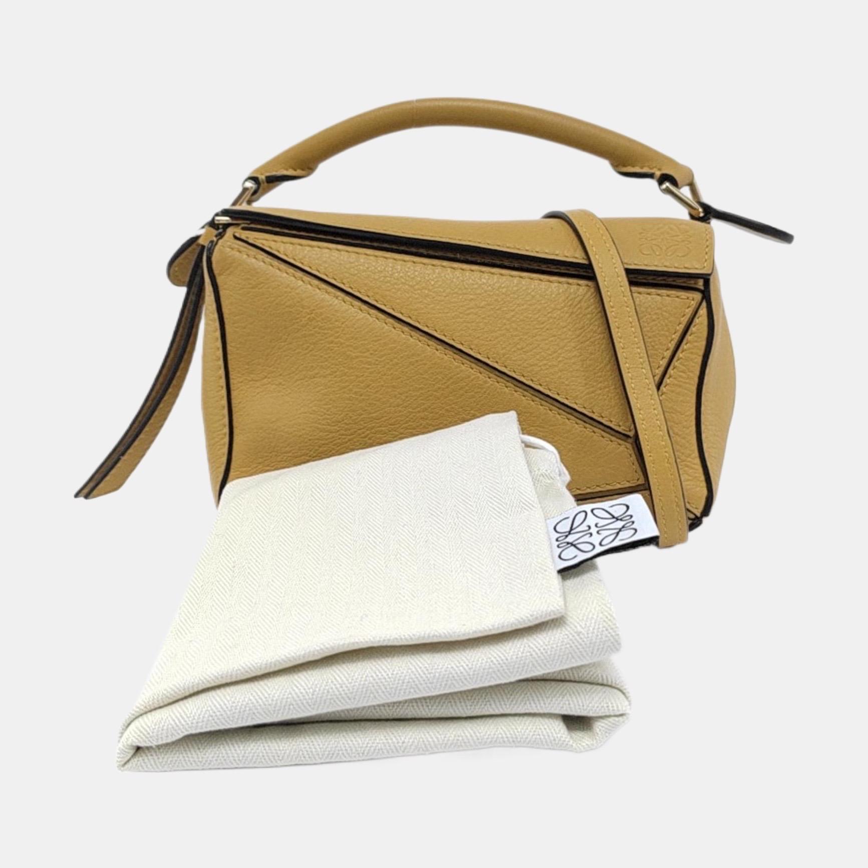 Loewe Puzzle Mini Yellow Calfskin Leather Gold Hardware Crossbody Bag For Sale 1