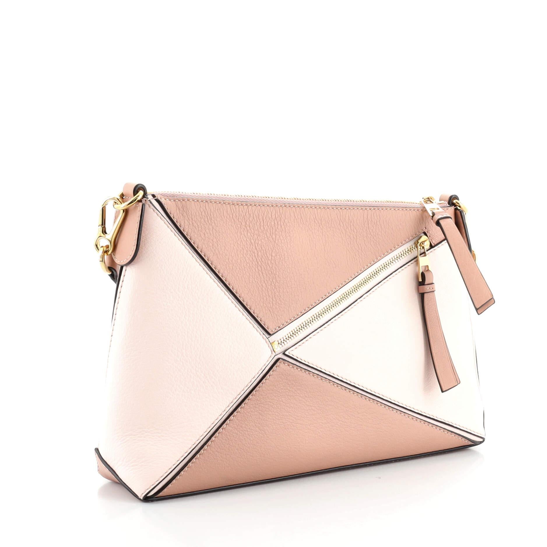 LOEWE Calfskin Medium Puzzle Bag Soft Pink 609517
