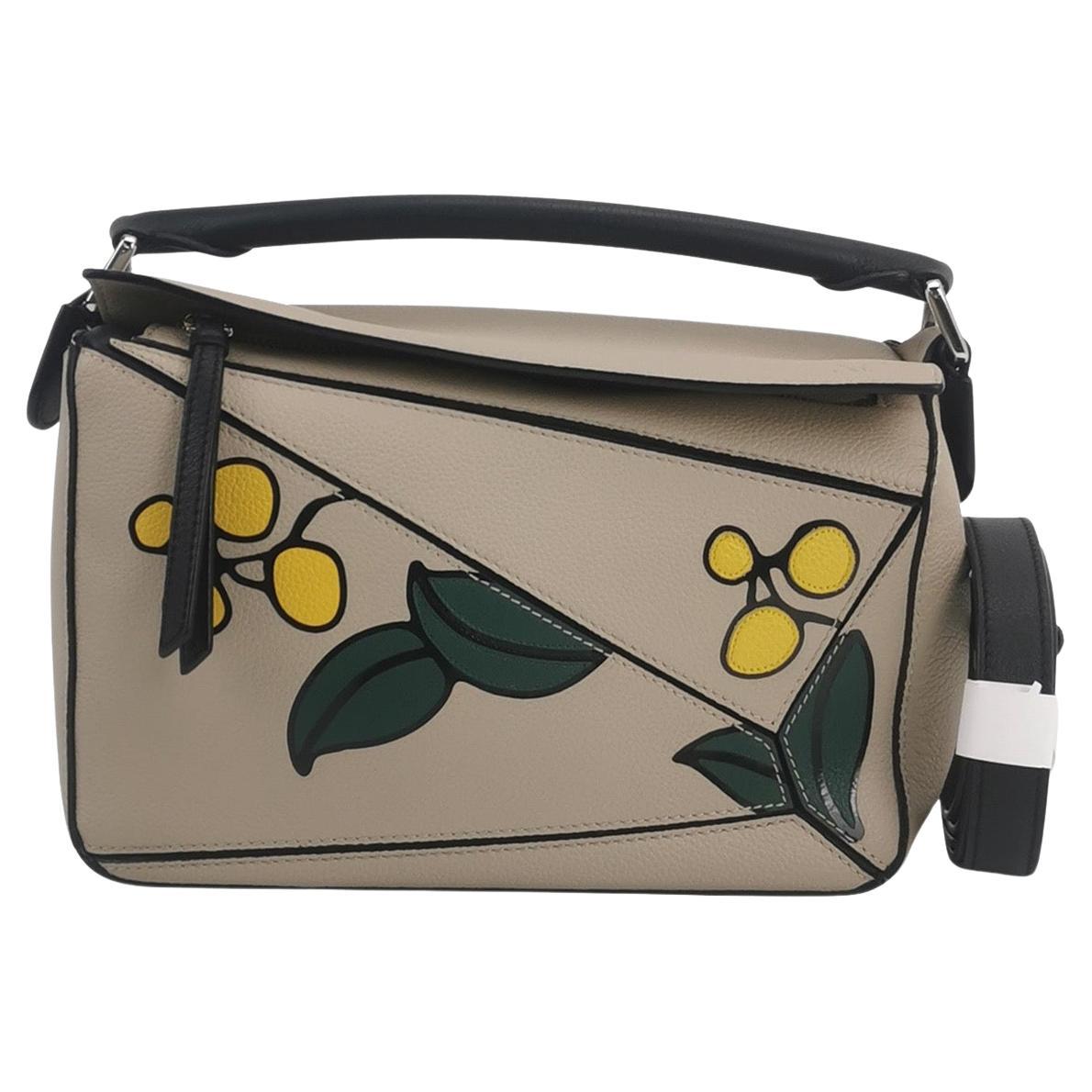 Loewe Puzzle Small Beige Herbarium Holiday Collection Calfskin Leather Crossbody