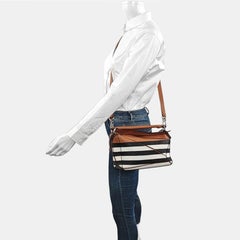 Loewe Puzzle Small Black White Brown Stripes Crossbody Bag 2019