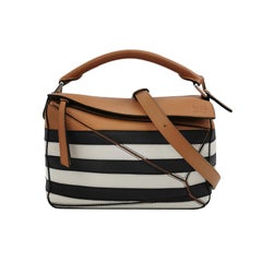 Loewe Puzzle Small Black White Brown Stripes Crossbody Bag