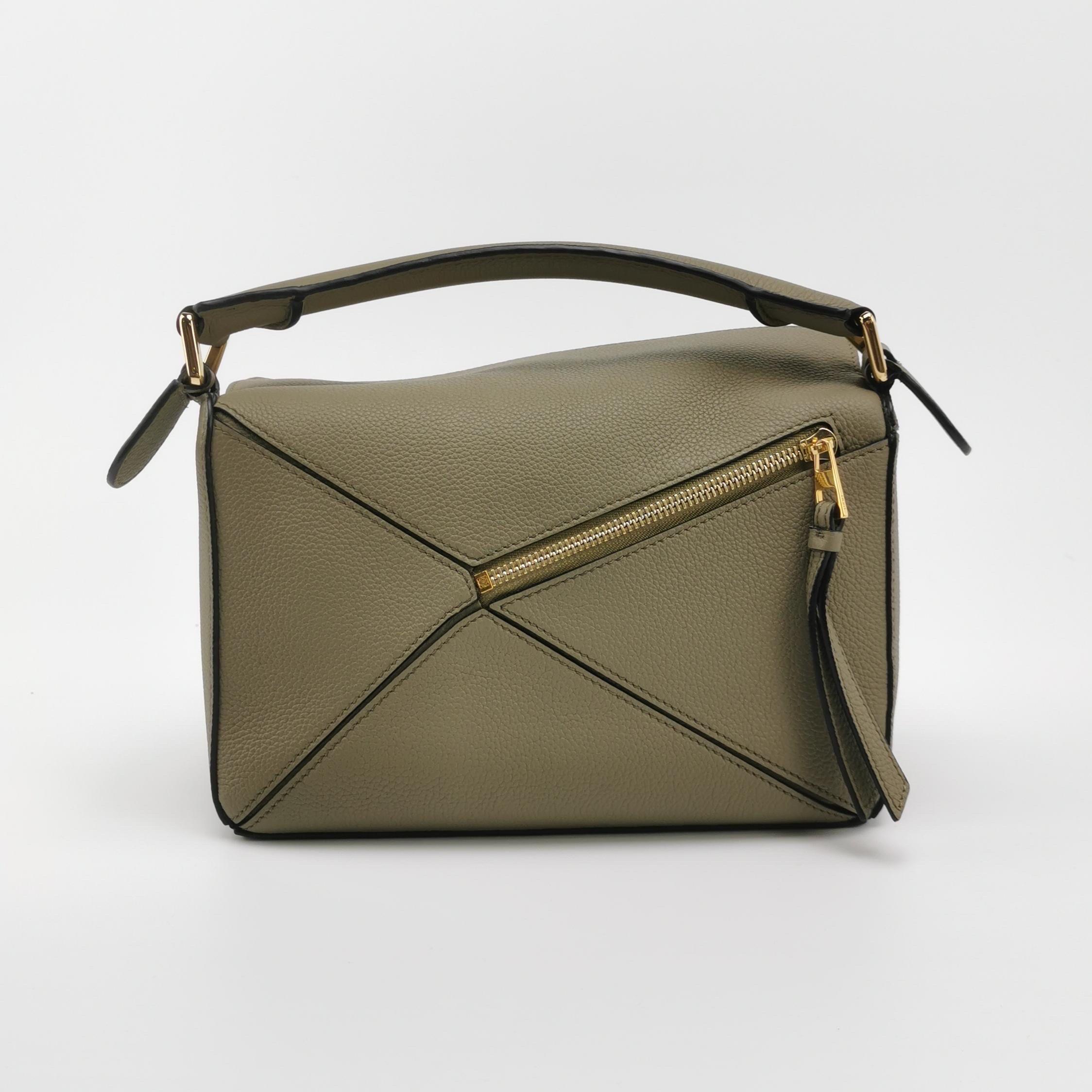 Loewe Puzzle Small Green Calfskin Leather Crossbody Bag 1