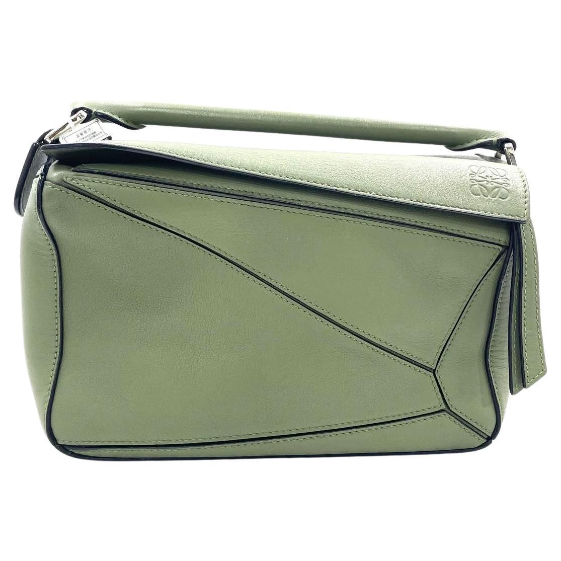 Loewe Puzzle Small Green Calfskin leather Crossbody bag For Sale