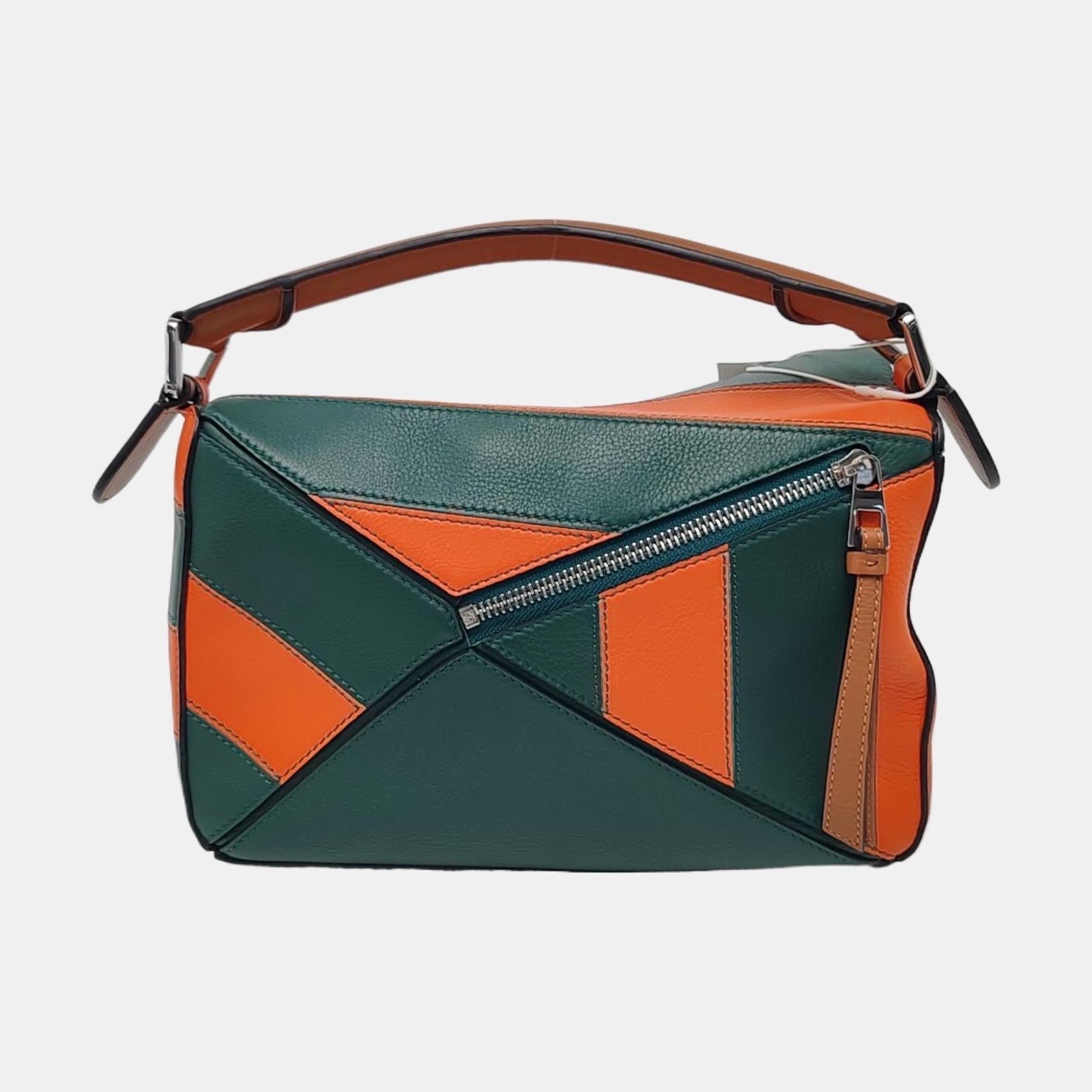 Bolso Crossbody Loewe Puzzle Pequeño Rayas Verde Naranja 2019 Negro en venta