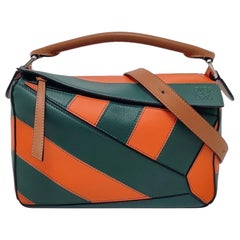 Used Loewe Puzzle Small Green Orange Stripes Crossbody Bag 2019