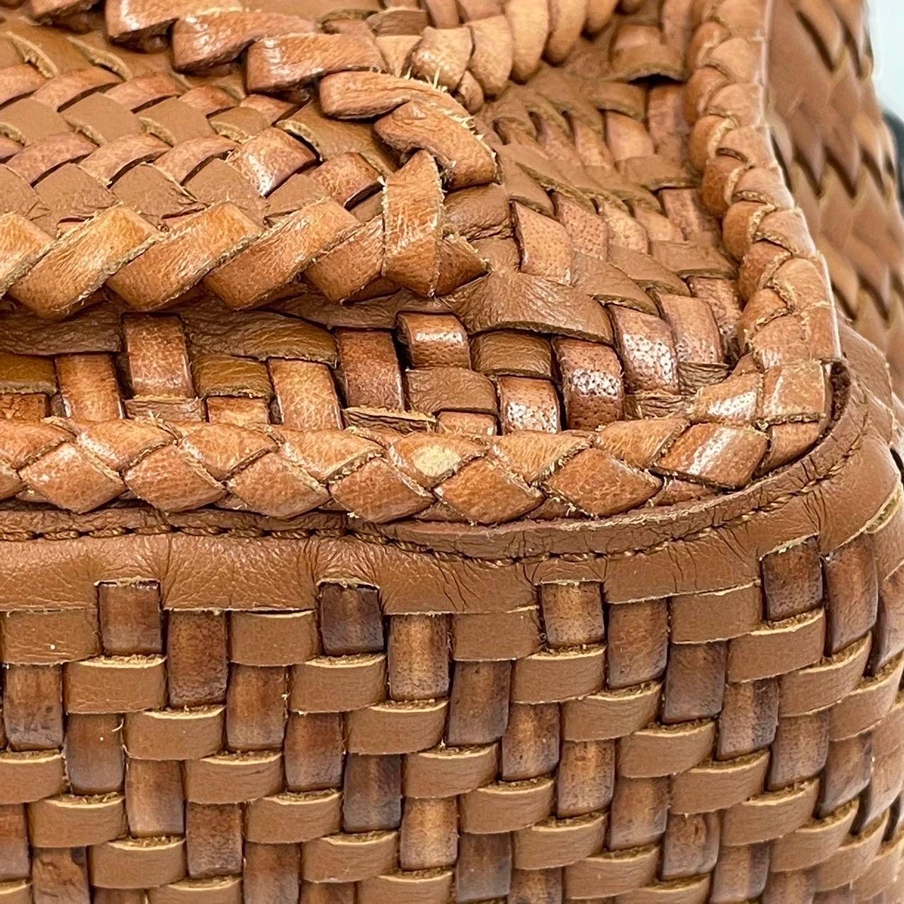 Loewe Puzzle Small Leather Woven Braided Brown Tan Crossbody Bag 6