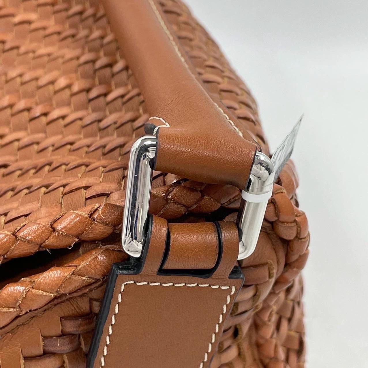Loewe Puzzle Small Leather Woven Braided Brown Tan Crossbody Bag 12
