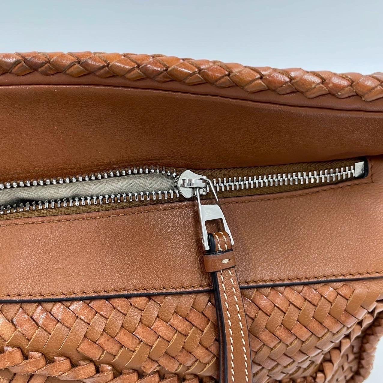 Loewe Puzzle Small Leather Woven Braided Brown Tan Crossbody Bag 13
