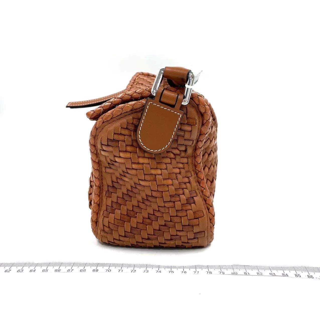 Loewe Puzzle Small Leather Woven Braided Brown Tan Crossbody Bag 3