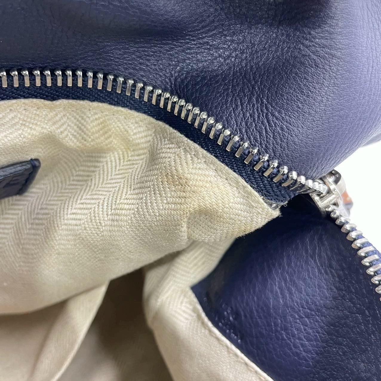 Loewe Puzzle Small Leather Woven Braided Navy Crossbody Bag 6