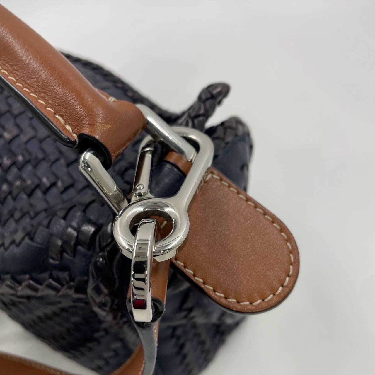 Loewe Puzzle Small Leather Woven Braided Navy Crossbody Bag 7