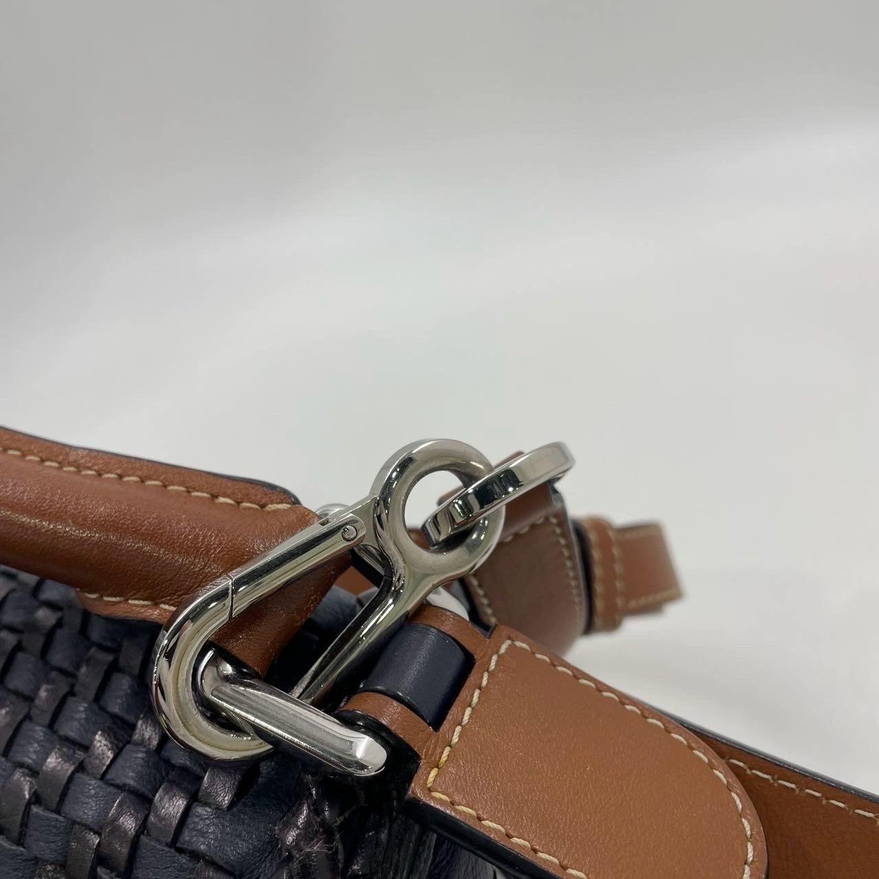 Loewe Puzzle Small Leather Woven Braided Navy Crossbody Bag 8