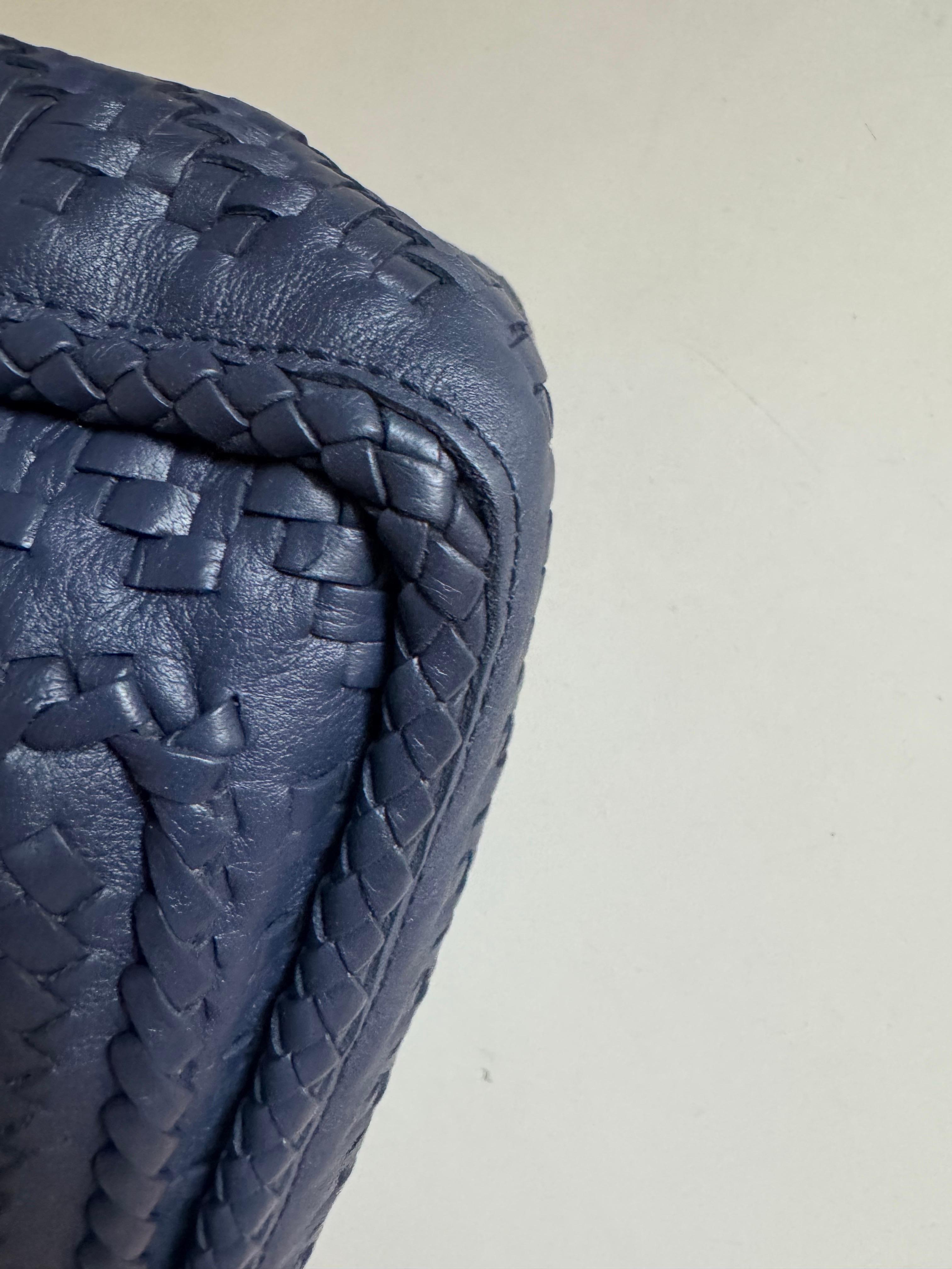 Loewe Puzzle Small Leather Woven Braided Navy Crossbody Bag 10