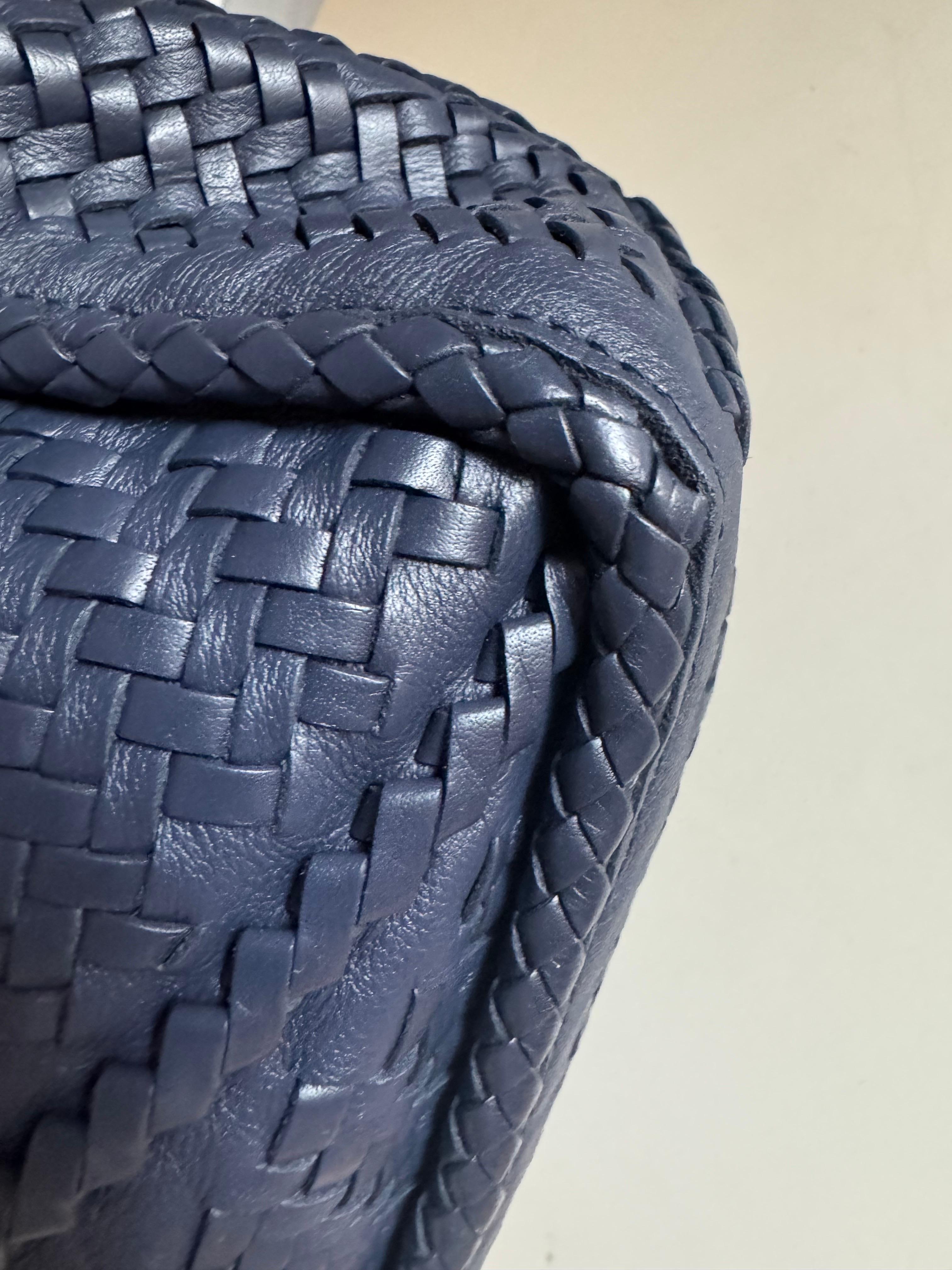 Loewe Puzzle Small Leather Woven Braided Navy Crossbody Bag 12