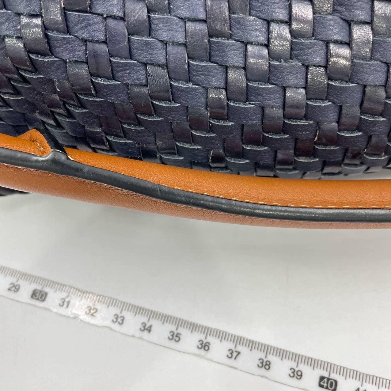 Loewe Puzzle Small Leather Woven Braided Navy Crossbody Bag 13