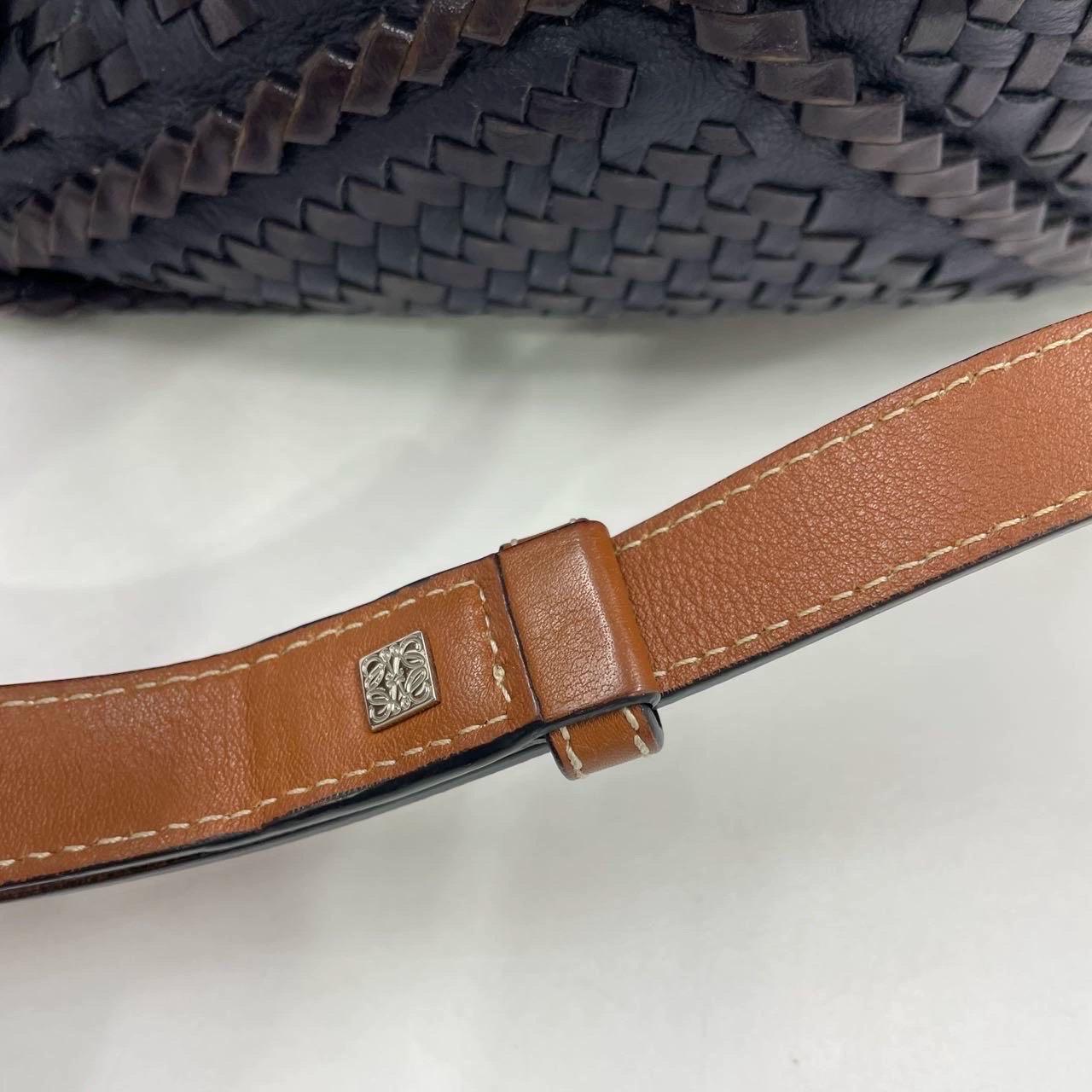 Loewe Puzzle Small Leather Woven Braided Navy Crossbody Bag 3