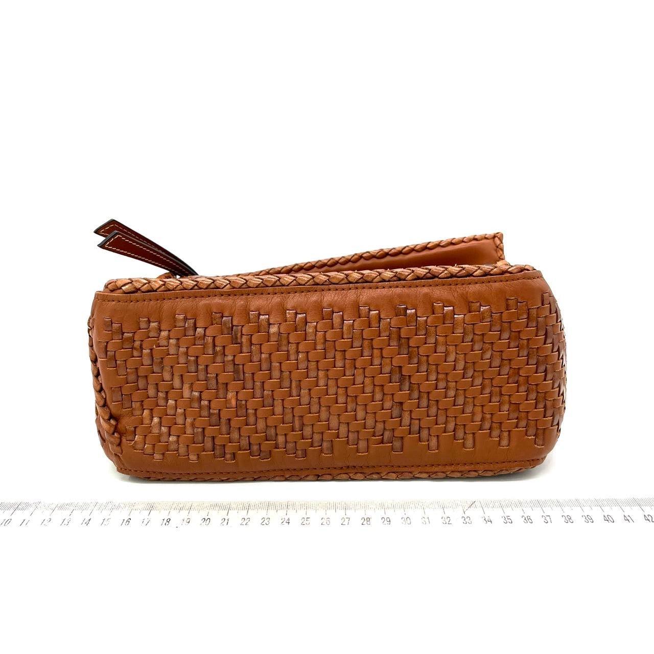 Loewe Puzzle Small Leather Woven Caramel Tan Crossbody Bag In Excellent Condition In AUBERVILLIERS, FR