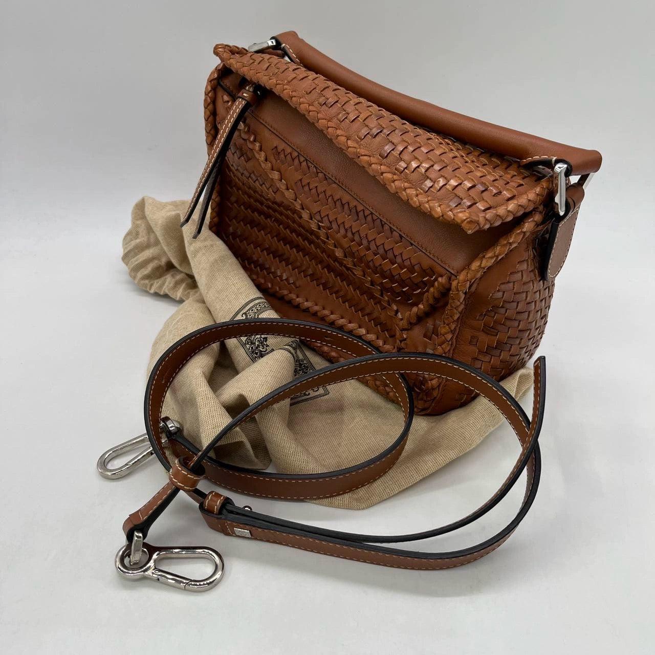 Loewe Puzzle Small Leather Woven Caramel Tan Crossbody Bag 2