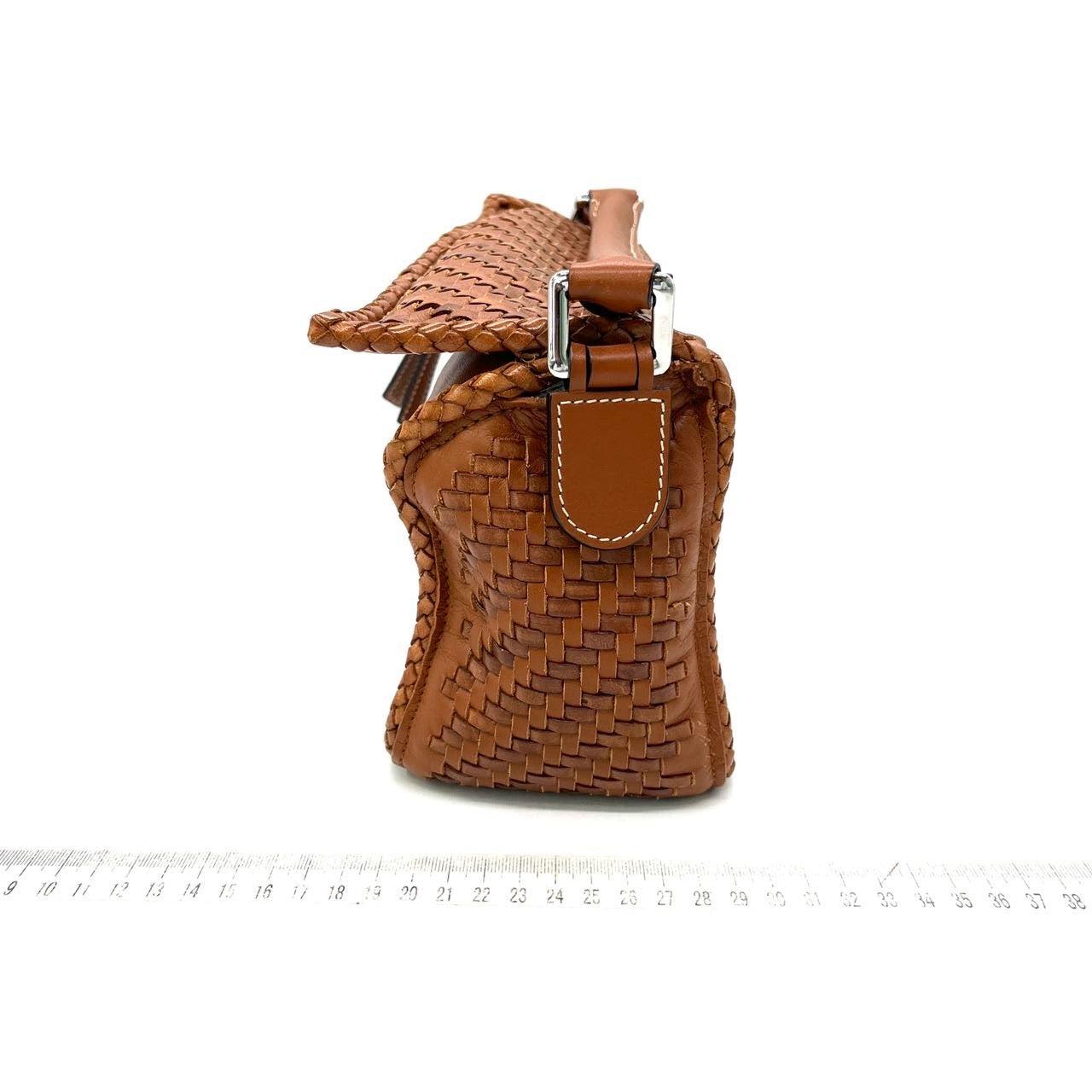 Loewe Puzzle Small Leather Woven Caramel Tan Crossbody Bag 3