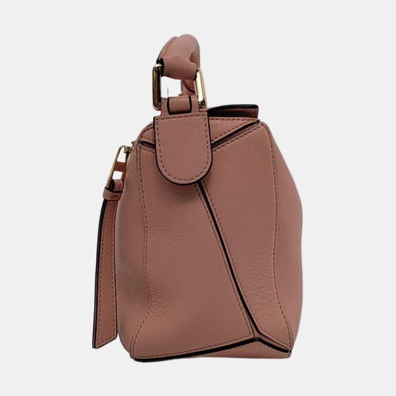 Purple Loewe Puzzle Small Mauve Dusty Pink Calfskin leather bag For Sale