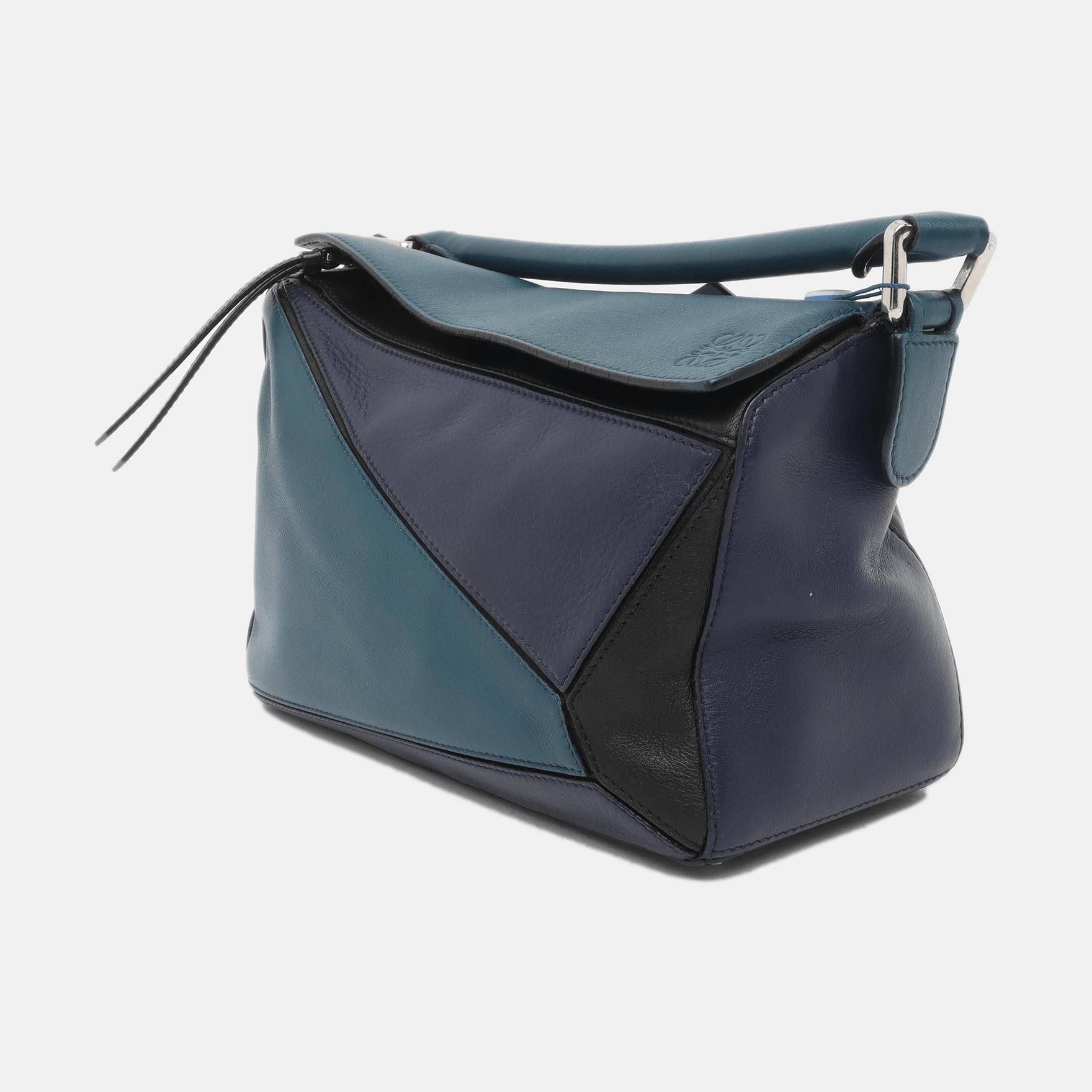 Women's Loewe Puzzle Small Multicolor Navy Calfskin leather bag For Sale