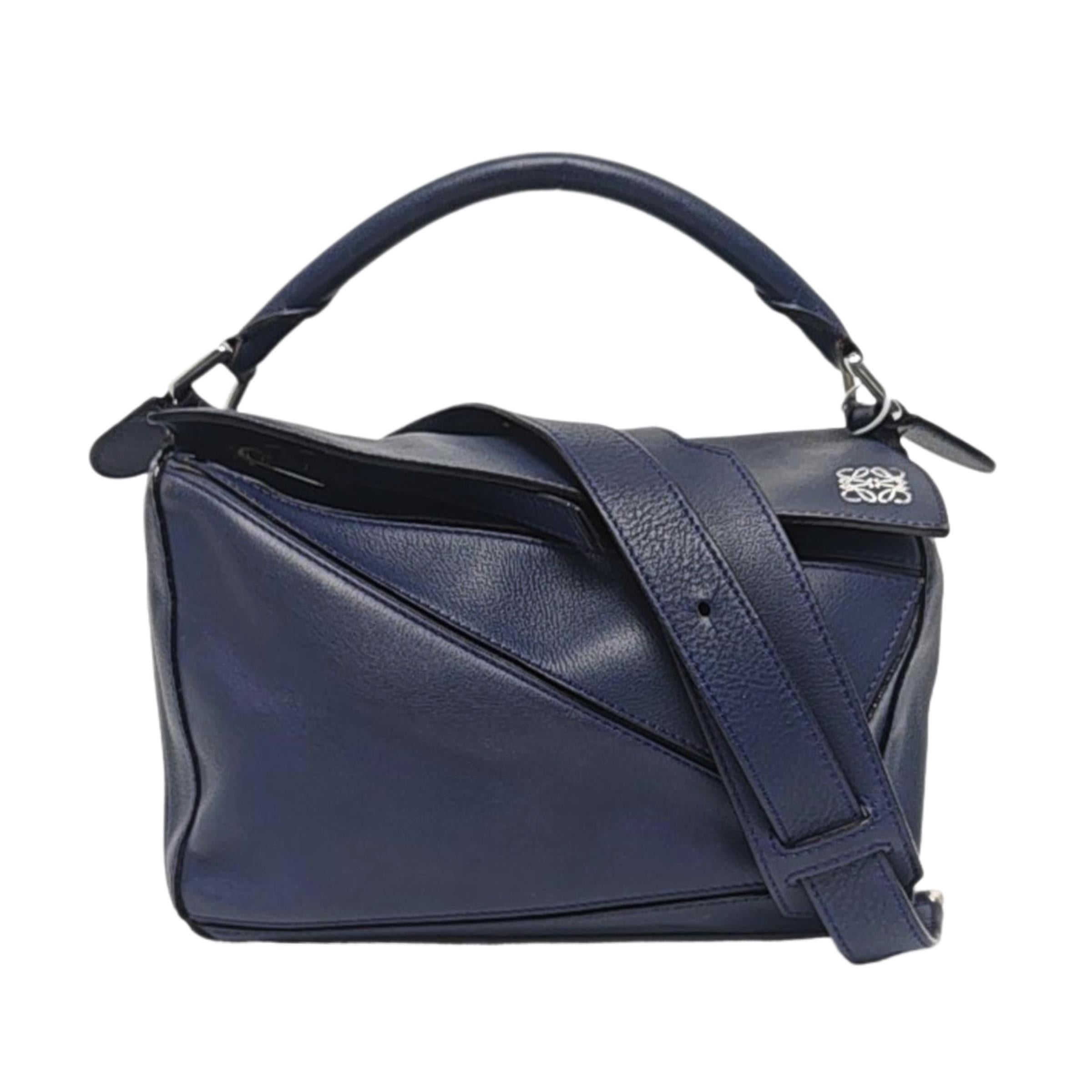 Loewe Sac en cuir de veau Puzzle Small Navy