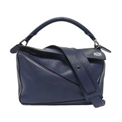 Loewe Sac en cuir de veau Puzzle Small Navy