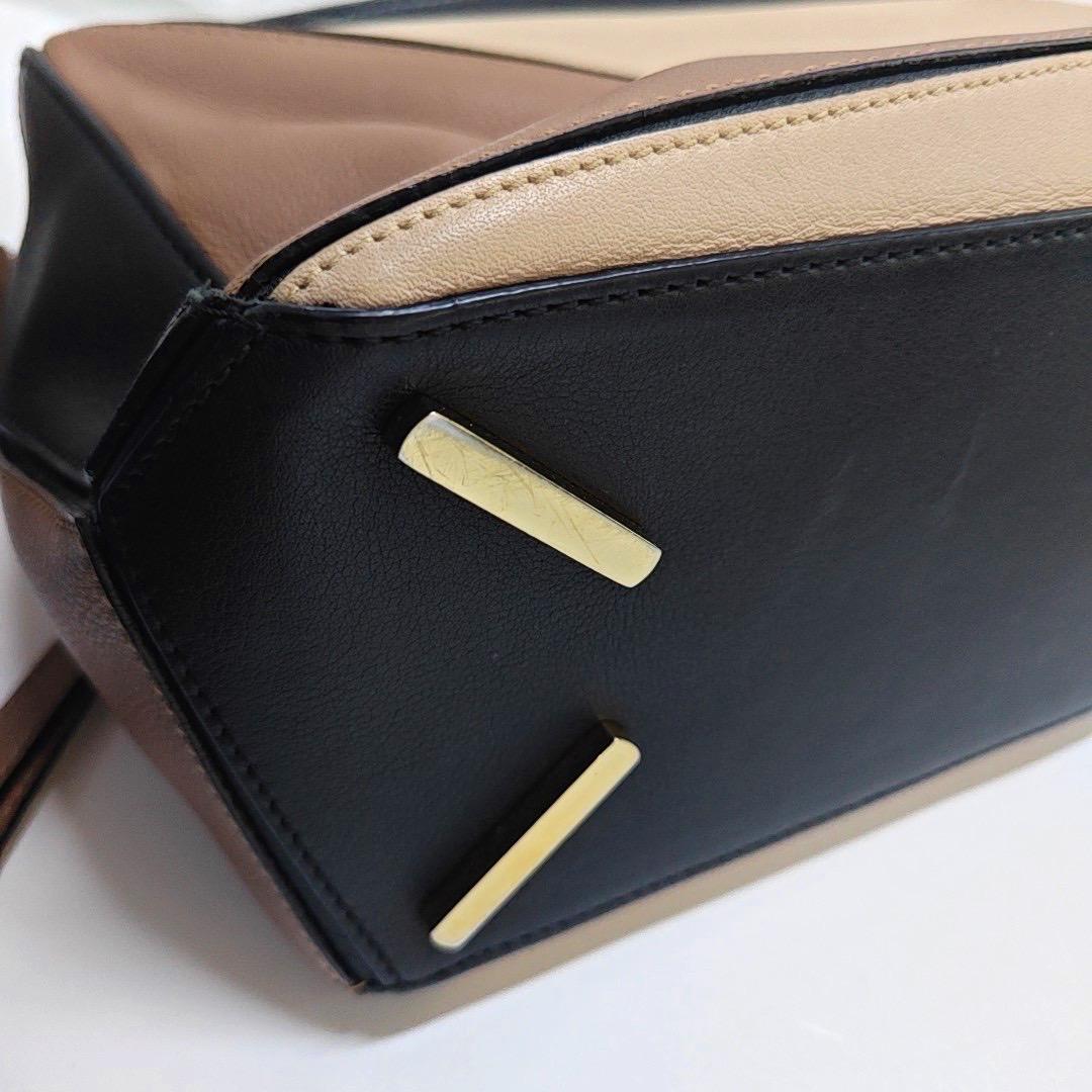 Loewe Puzzle Small Tricolor Black Brown Grey Calfskin leather bag For Sale 8