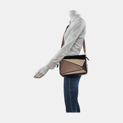 Loewe Puzzle Small Tricolor Black Brown Grey Calfskin leather bag
