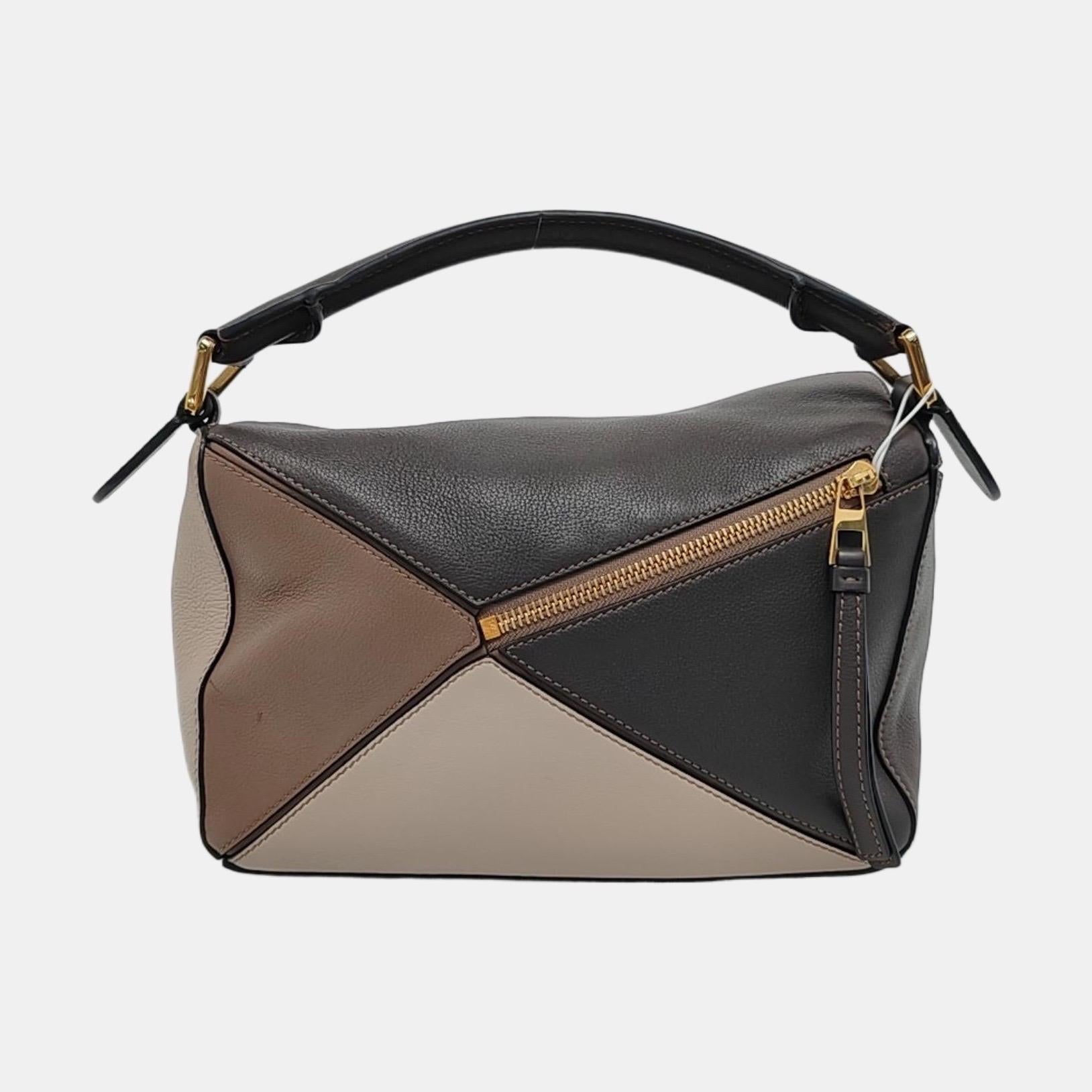 Loewe Puzzle Small Tricolor Black Grey Calfskin leather bag For Sale 1