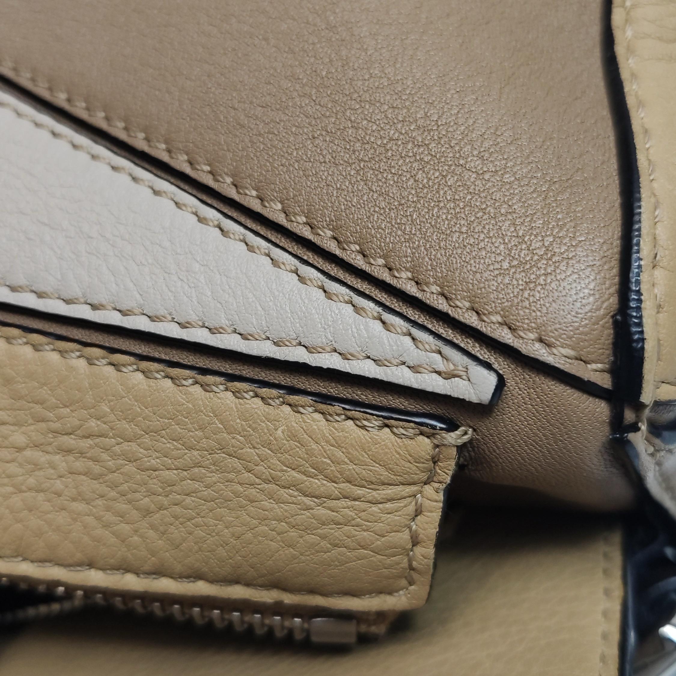 Loewe Puzzle Small Tricolor Brown Beige Yellow Crossbody Bag 10