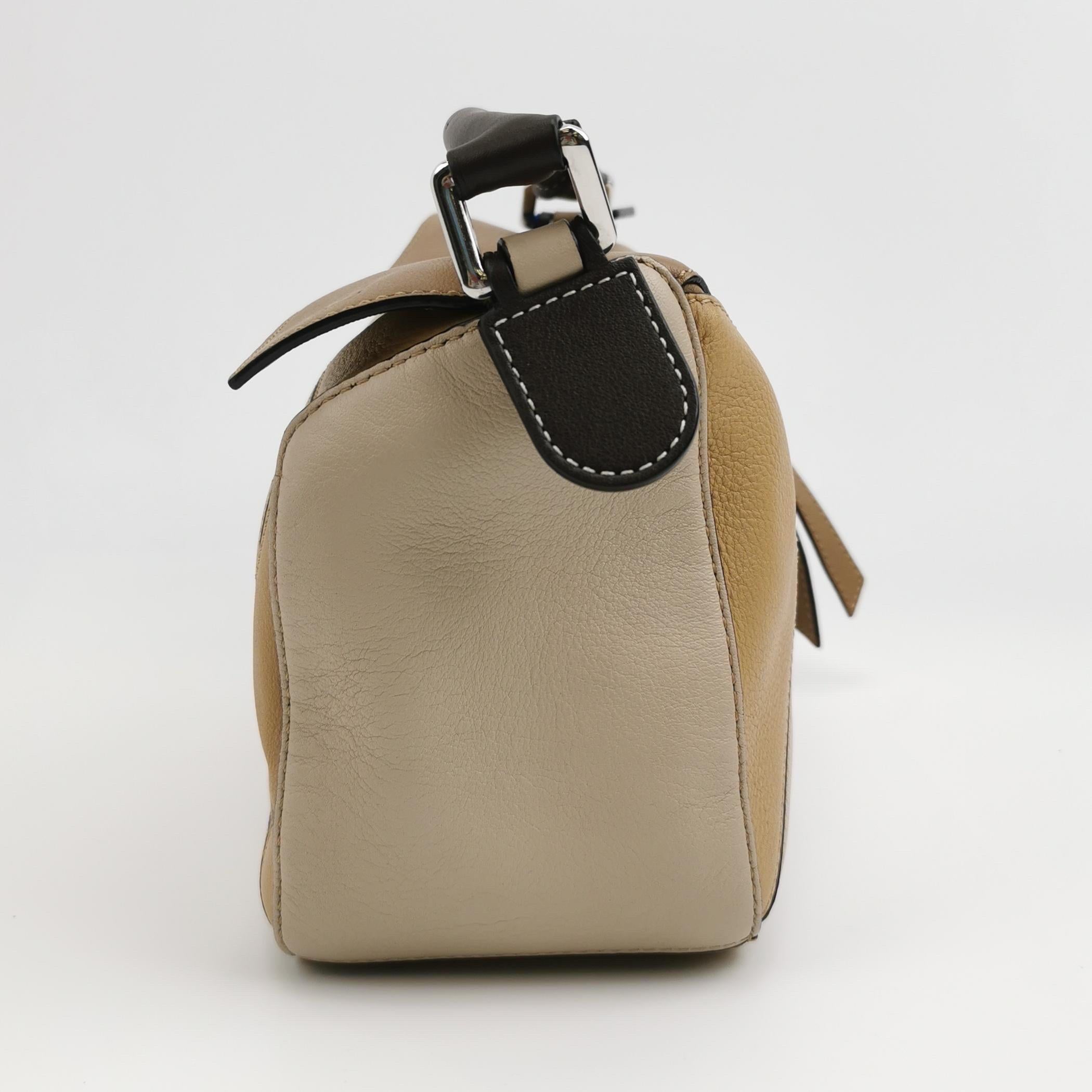 Marron Loewe Puzzle Small Tricolor Brown Beige Yellow Crossbody Bag