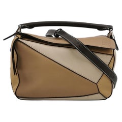 Loewe Puzzle Small Tricolor Brown Beige Yellow Crossbody Bag