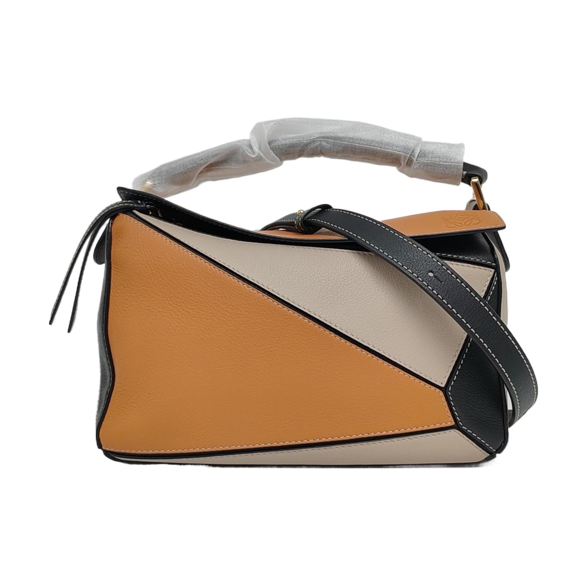 Loewe Puzzle Small Tricolor Caramel Sand Black Crossbody Bag