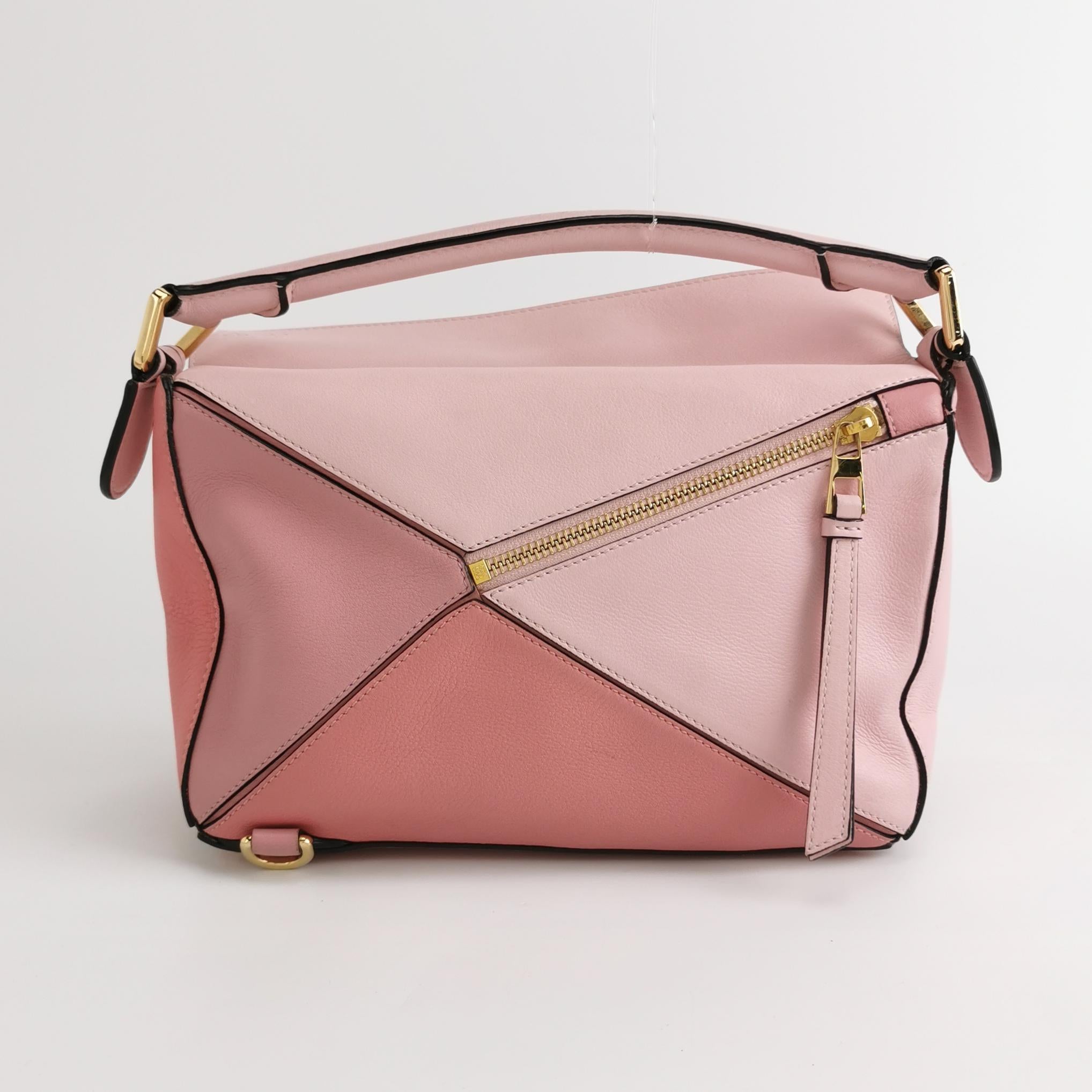 Marron Loewe Puzzle Small Tricolor Pink Crossbody Bag en vente