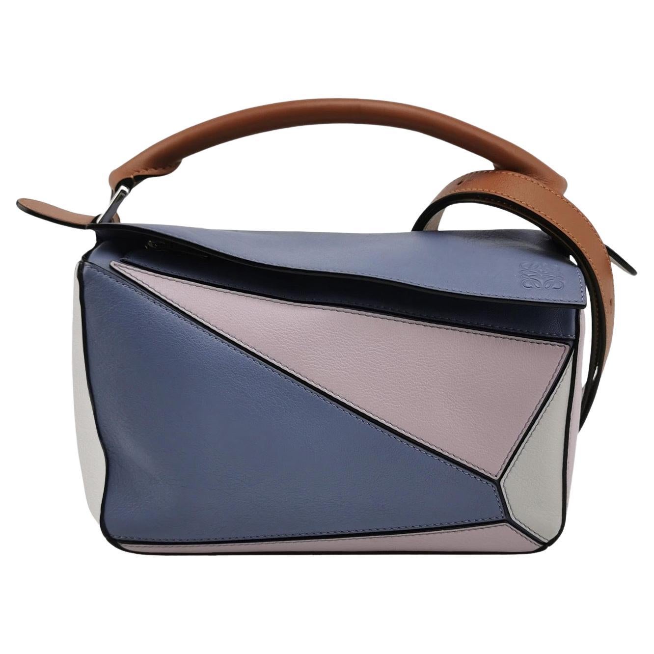 Loewe Puzzle Small Tricolor Viola Rosa Grigio Borsa a tracolla in pelle di vitello