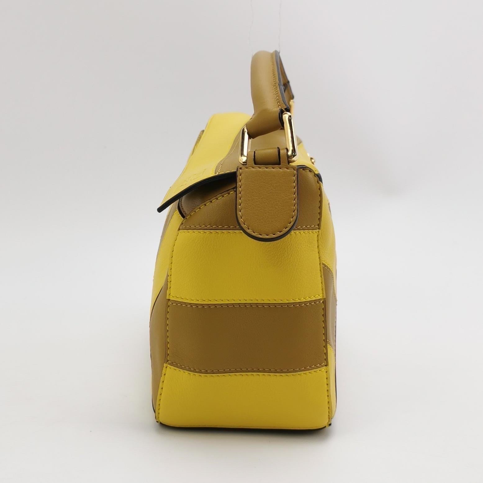 Loewe Puzzle Small Yellow Brown Stripes Crossbody Bag 1