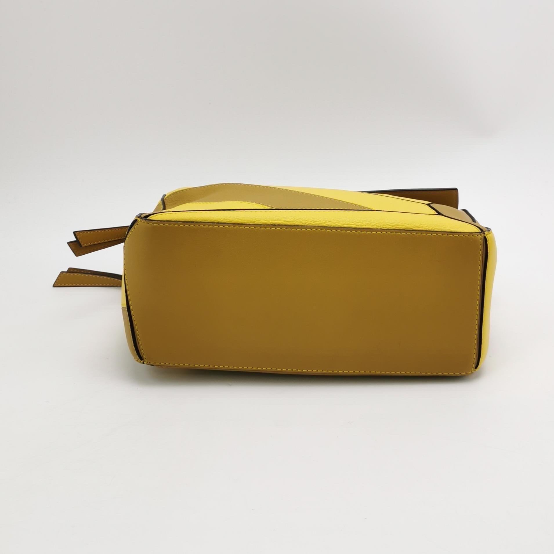 Loewe Puzzle Small Yellow Brown Stripes Crossbody Bag 2