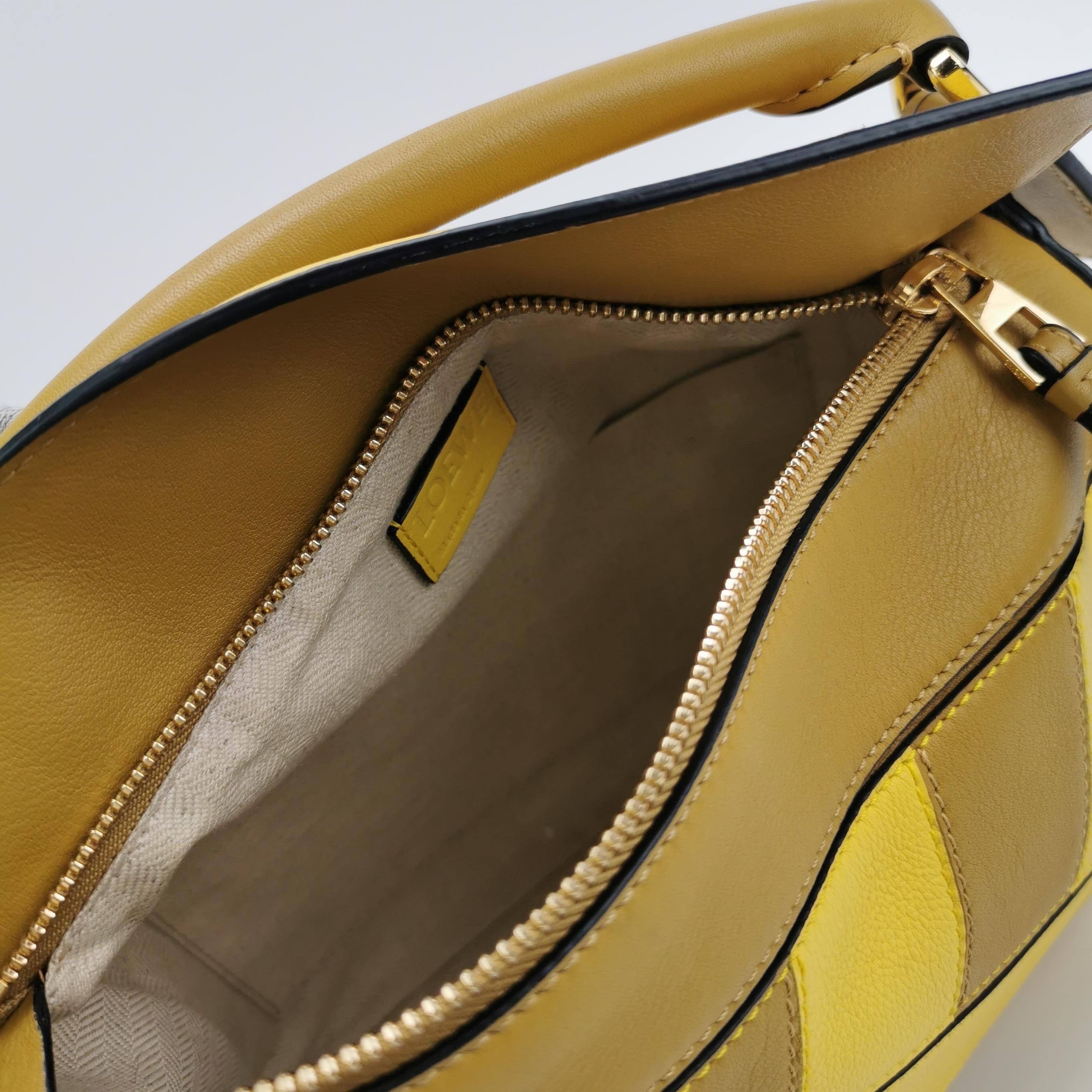 Loewe Puzzle Small Yellow Brown Stripes Crossbody Bag 5