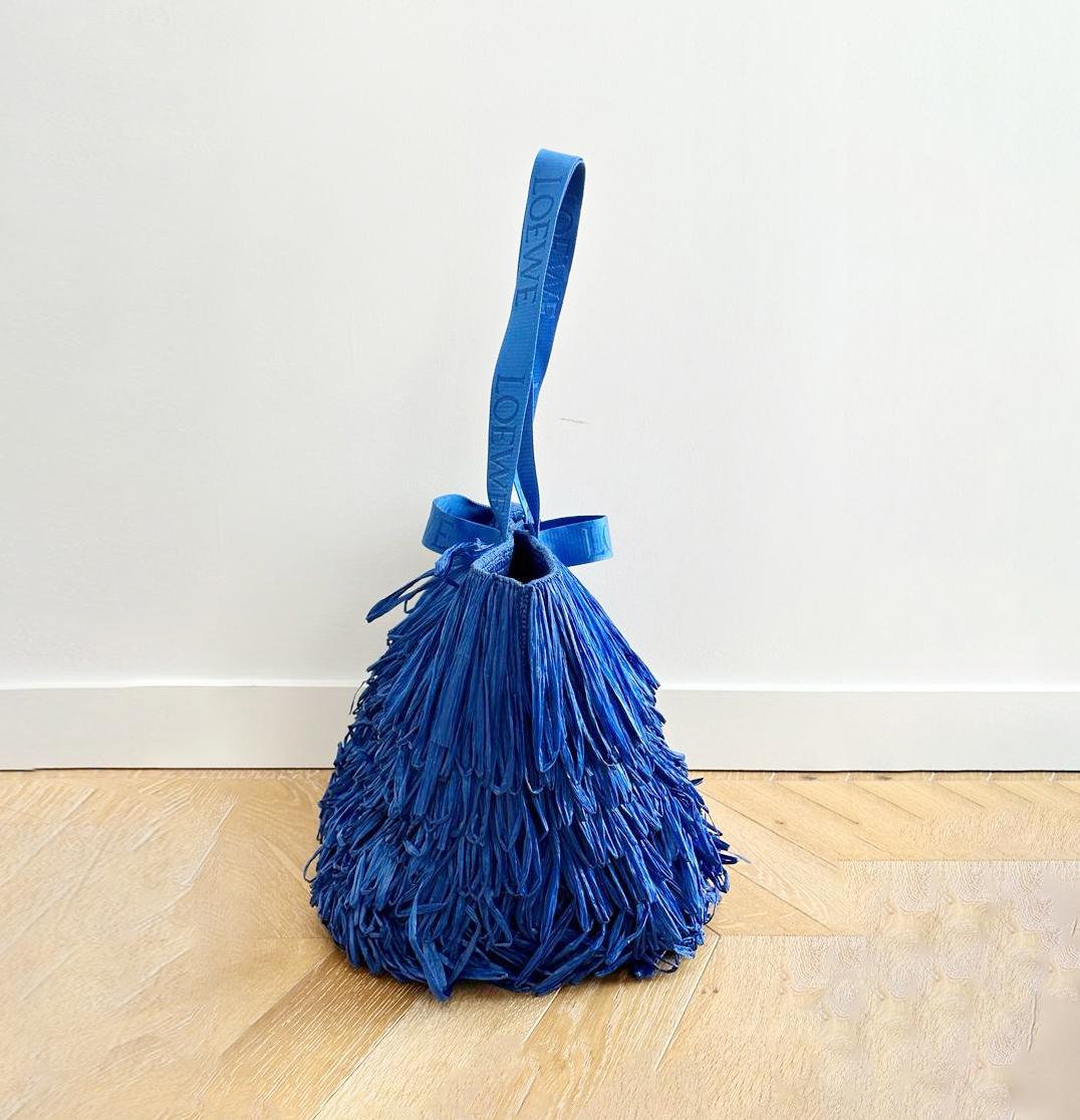 loewe ruffle raffia bag