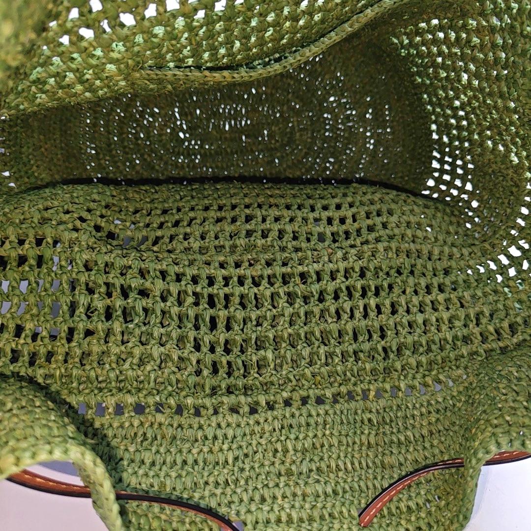 Loewe Raffia Ballon Ruffles Green Bucket Shoulder Bag 2022 For Sale 5