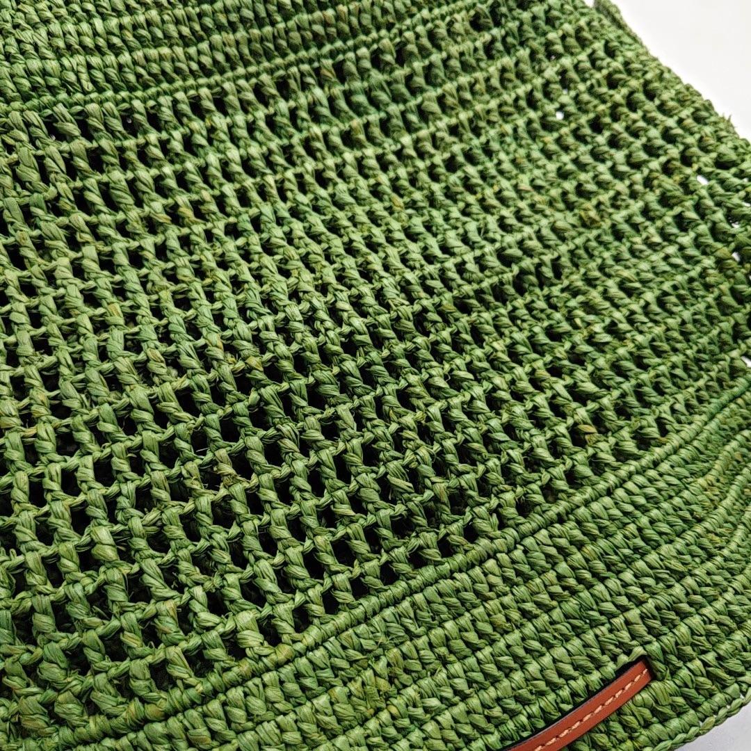 Loewe Raffia Ballon Ruffles Green Bucket Shoulder Bag 2022 For Sale 3