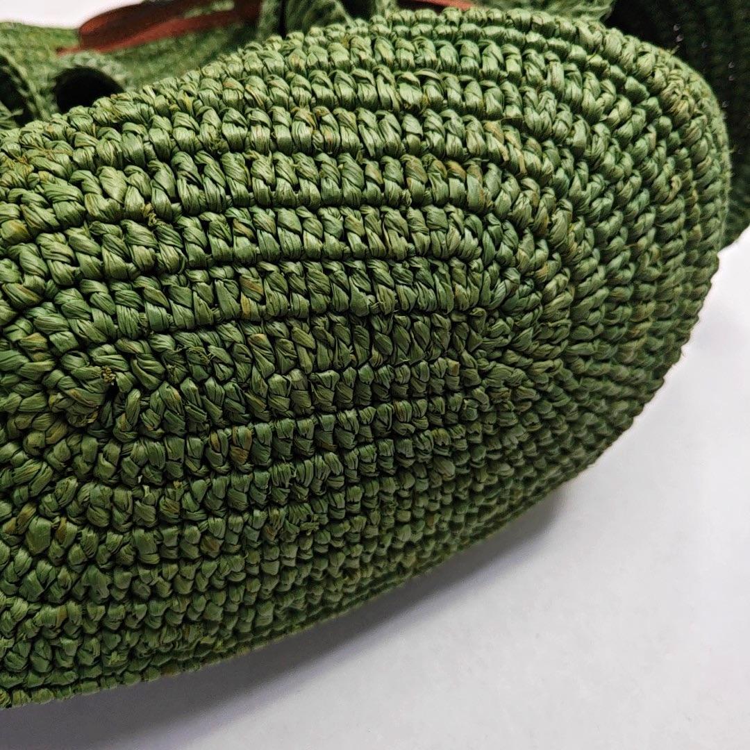 Loewe Raffia Ballon Ruffles Green Bucket Shoulder Bag 2022 For Sale 4