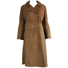 loewe 1960s suede leather brown breasted coat rare double clothing outerwear coats 1stdibs