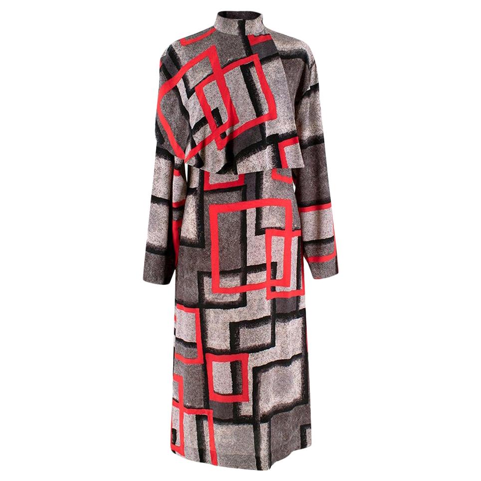 Loewe "Red Airbrush Square Cape Dress" Catwalk Dress	- Size US 4 For Sale