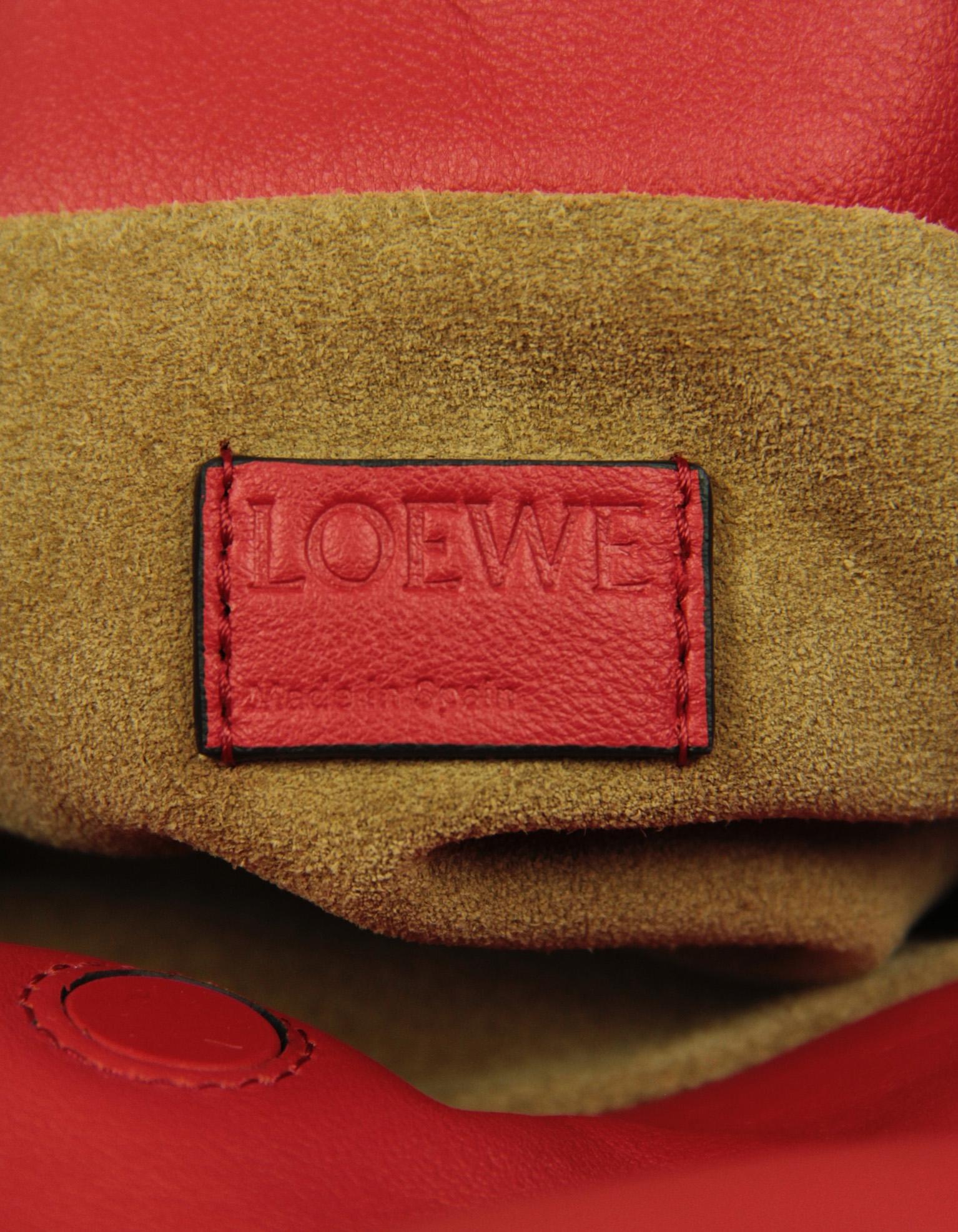 Loewe Red Calfskin Leather Flamenco Bag w/ Donut Chain For Sale 3