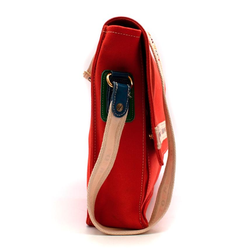 Women's or Men's Loewe Red Canvas Vintage Messenger Bag